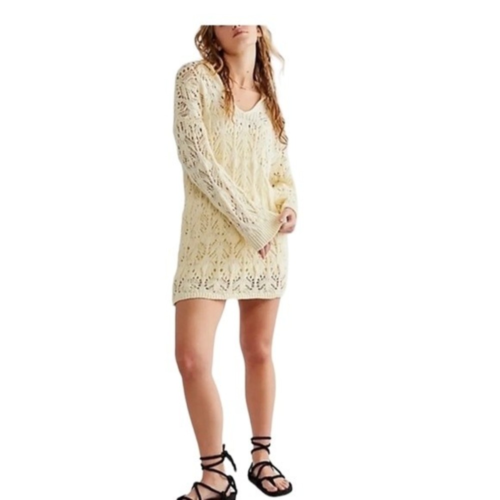 Free People Cream Knit Mini Dress - Picture 5 of 11